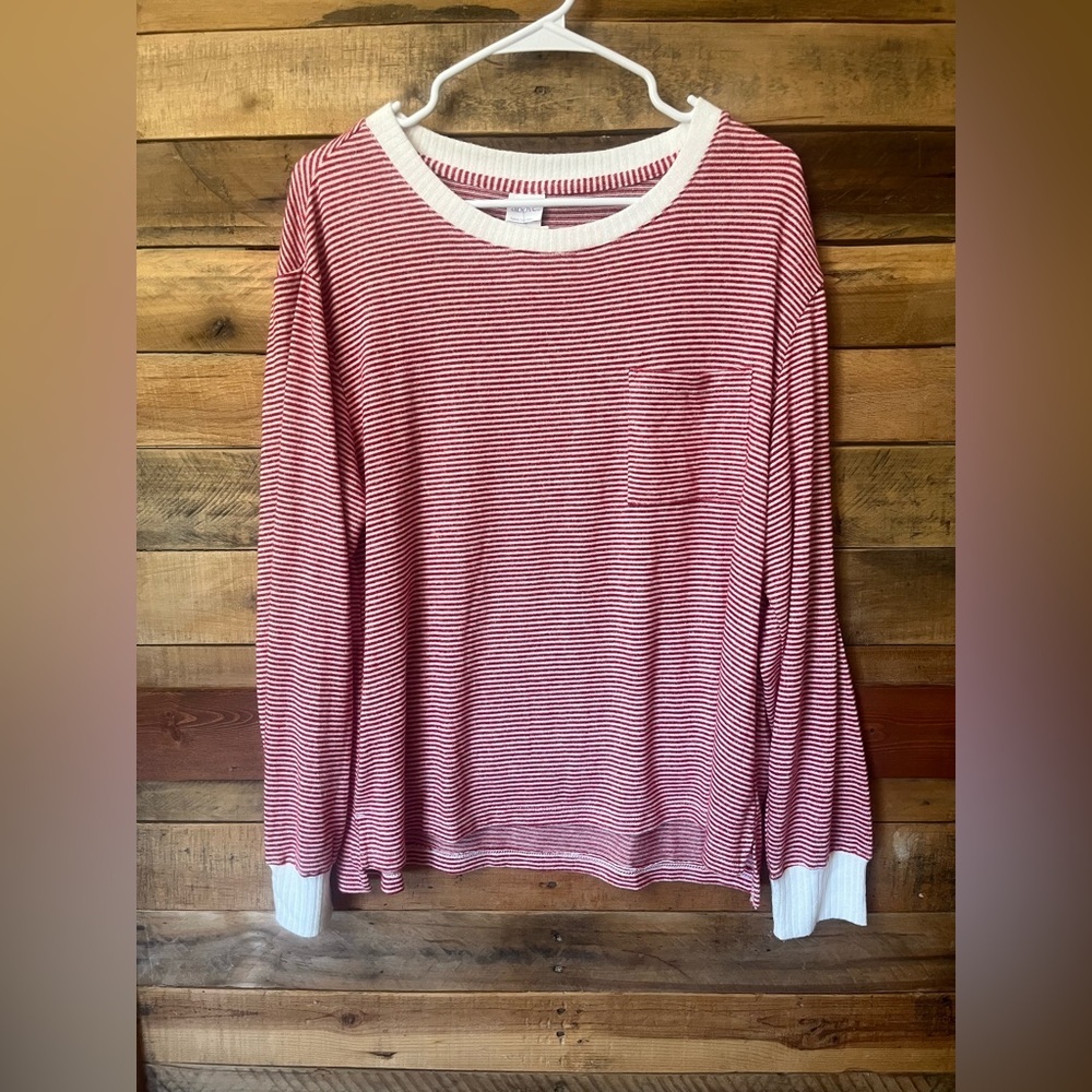 Stars Above Red & White Striped Long-Sleeve Pocket Top - Picture 1 of 4
